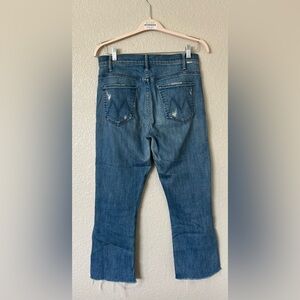 MOTHER Distressed Blue Hustler Ankle Fray Graffiti Girl